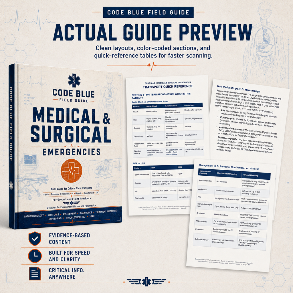 Medical Surgical Emergency Guide for EMS & Critical Care Transport