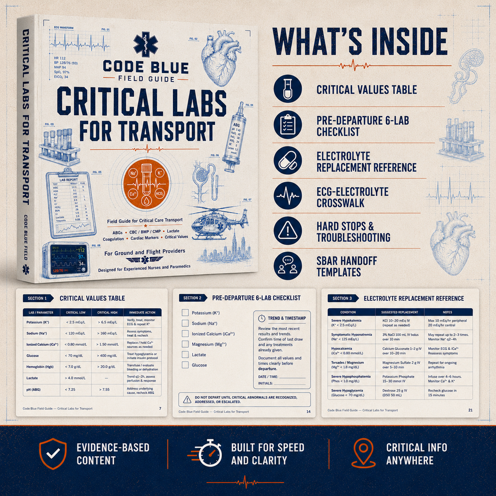 Critical Labs and Electrolyte Emergencies for Transport Field Guide PDF | EMS & CCT Reference