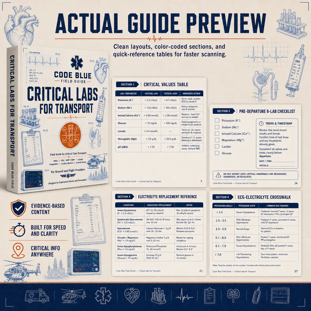 Critical Labs and Electrolyte Emergencies for Transport Field Guide PDF | EMS & CCT Reference
