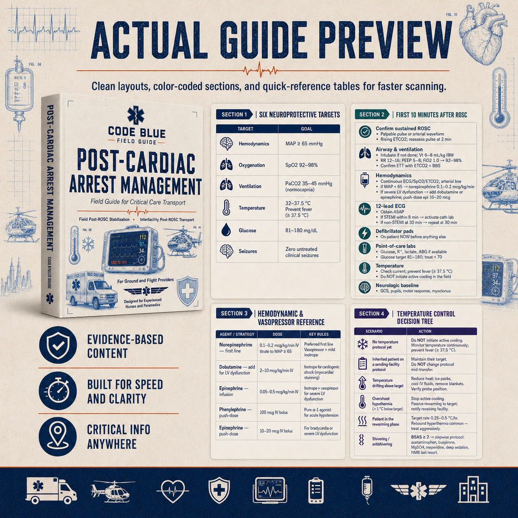 Post-Cardiac Arrest Management Field Guide PDF | EMS & CCT Reference