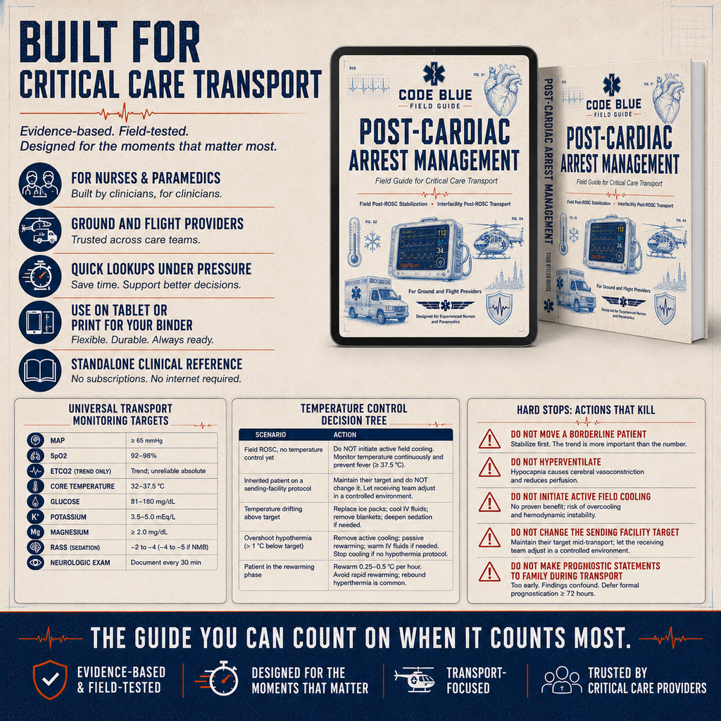 Post-Cardiac Arrest Management Field Guide PDF | EMS & CCT Reference