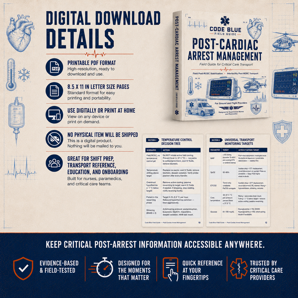 Post-Cardiac Arrest Management Field Guide PDF | EMS & CCT Reference