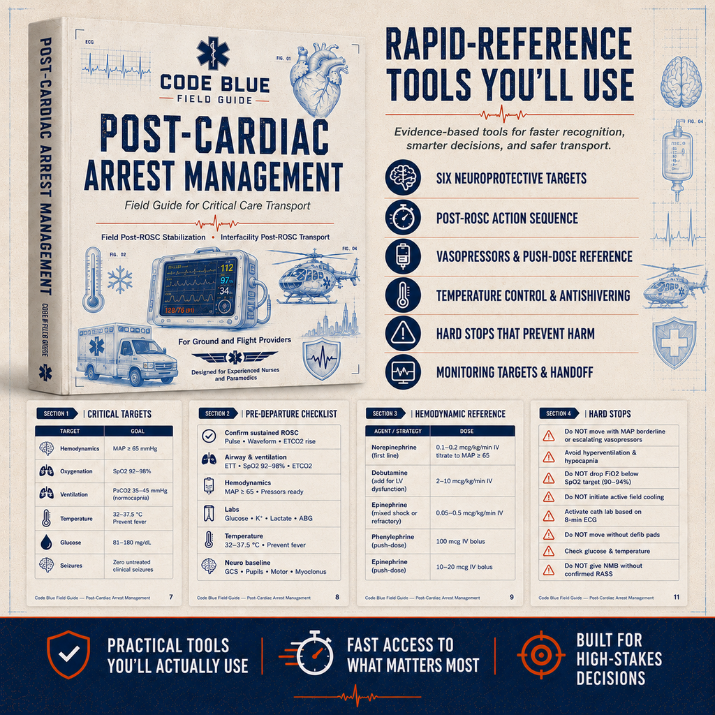 Post-Cardiac Arrest Management Field Guide PDF | EMS & CCT Reference